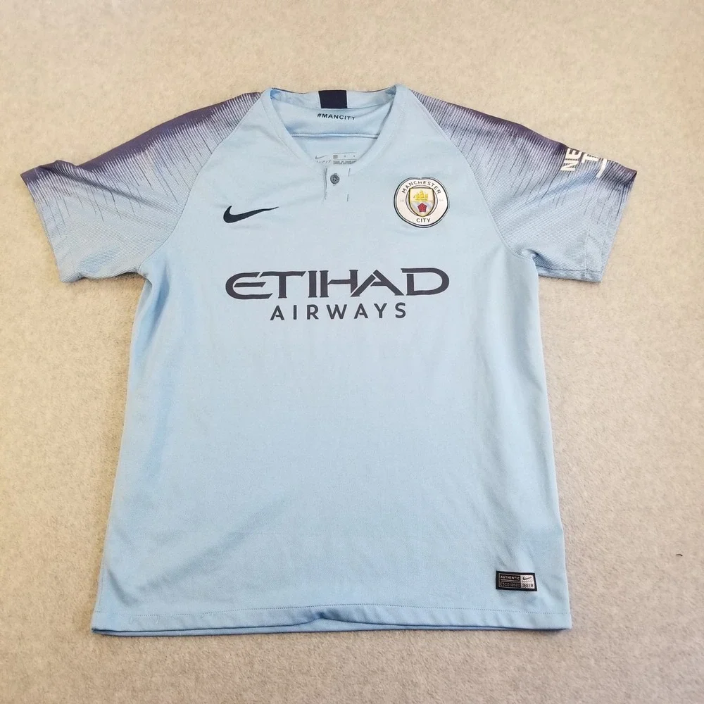 Manchester City Soccer Jersey Large Home Football Shirt Nike  SANE #19 2018